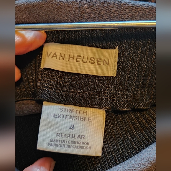 EUC Van Heusen slim pull-on pants textured gray 4 regular - Picture 2 of 4